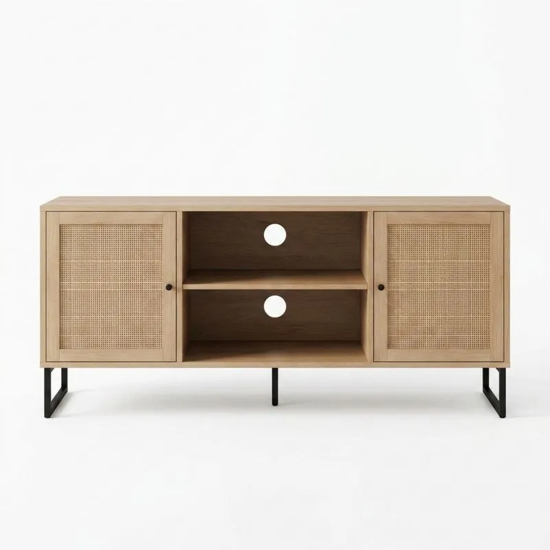 TV-Schrank Eiche Rattanoptik Stahlbeine