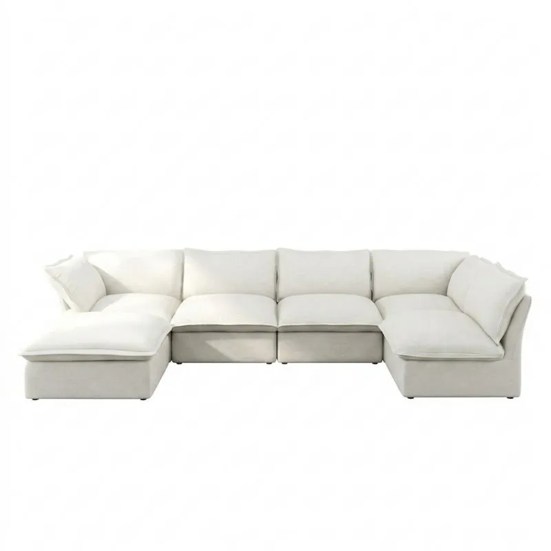 Modulares Ecksofa aus weißem Polyester
