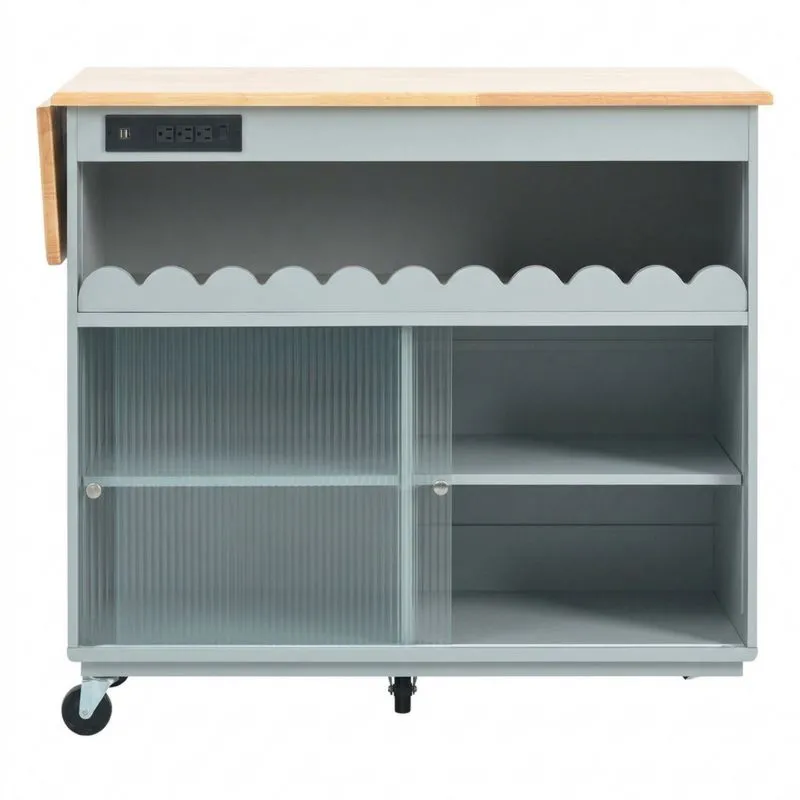 Küchenwagen aus MDF und strukturiertem Glas mit Rollen