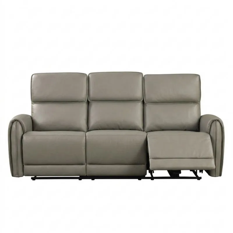Dreier-Sofa Leder Grau mit Relaxfunktion