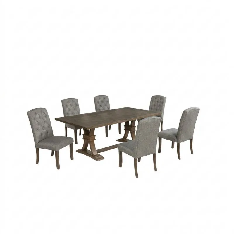Esszimmer Set Massivholz mit 6 Stühlen Grau