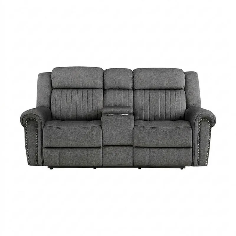 Dunkelgraues Zweisitzer-Sofa aus Polyester