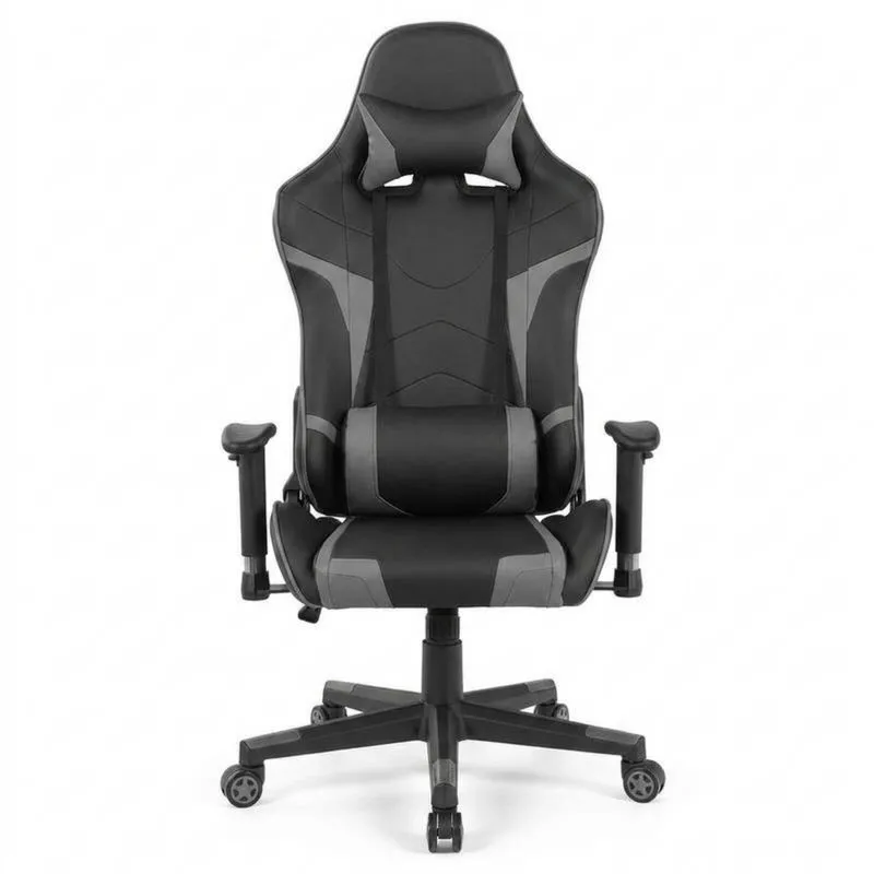 Gaming-Stuhl aus schwarzem/grauem Kunstleder