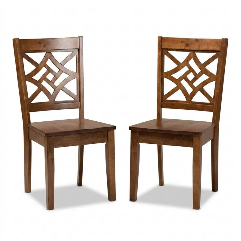 2er Set Esszimmerstühle Massivholz Braun