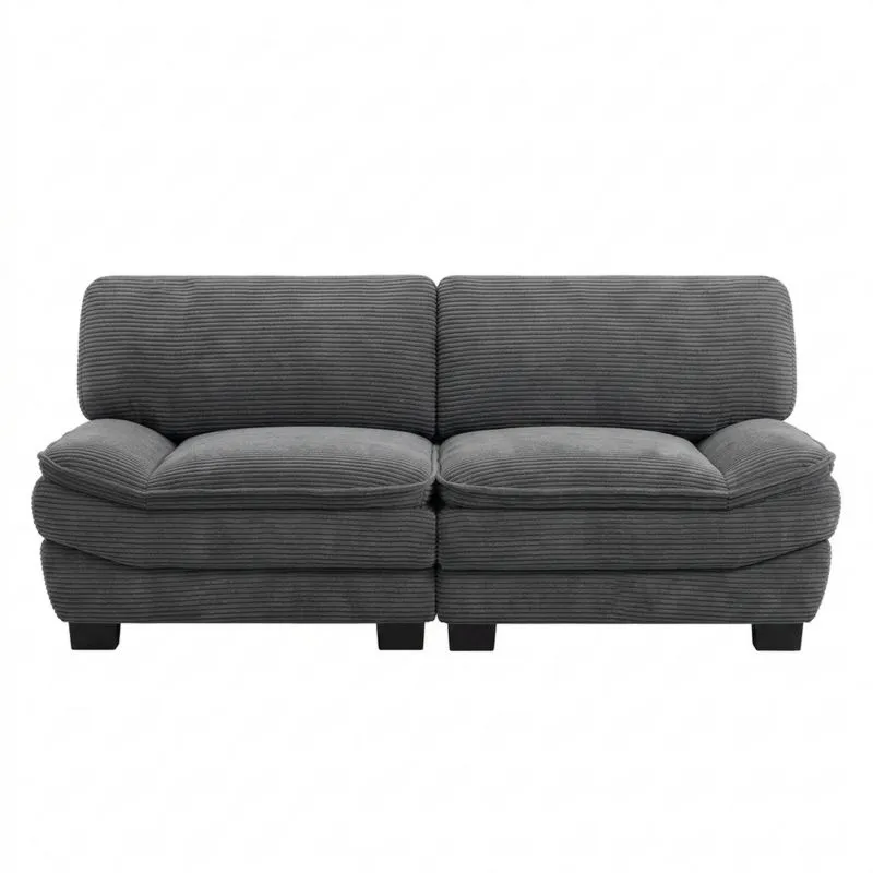 Zweisitzer-Sofa Grau Kordstoff