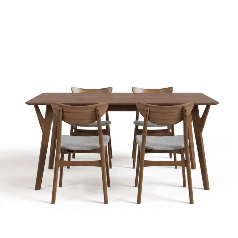 Essgruppe Massivholz Braun Tisch und Stühle Set