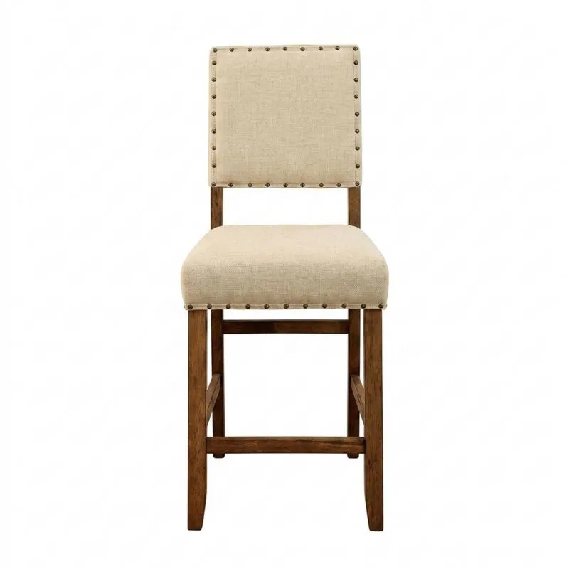 Esszimmerstuhl aus Massivholz in Leinen-Beige