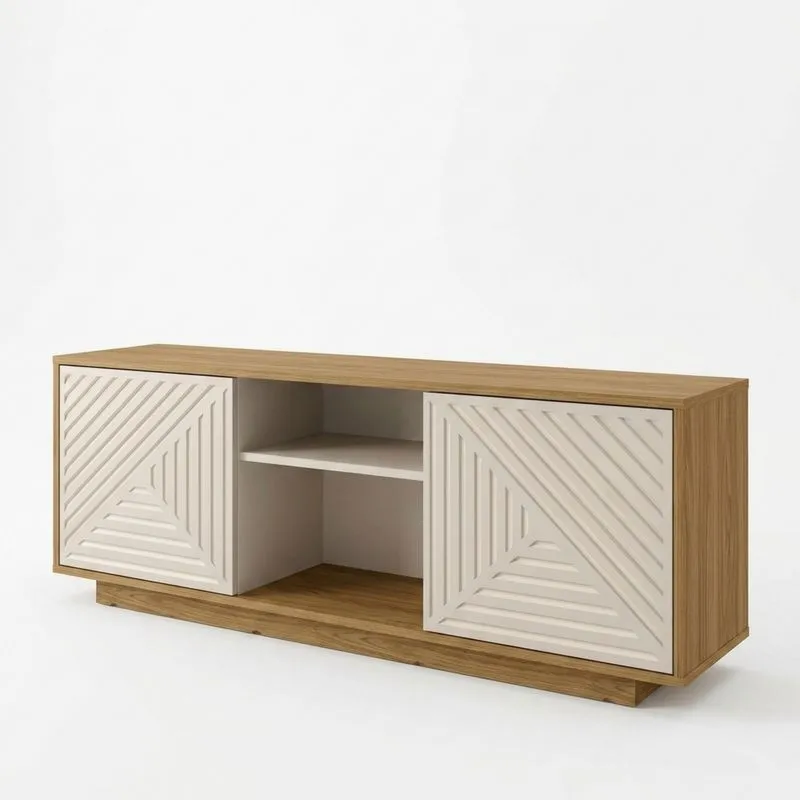 Sideboard MDF Holz Weiß Eiche