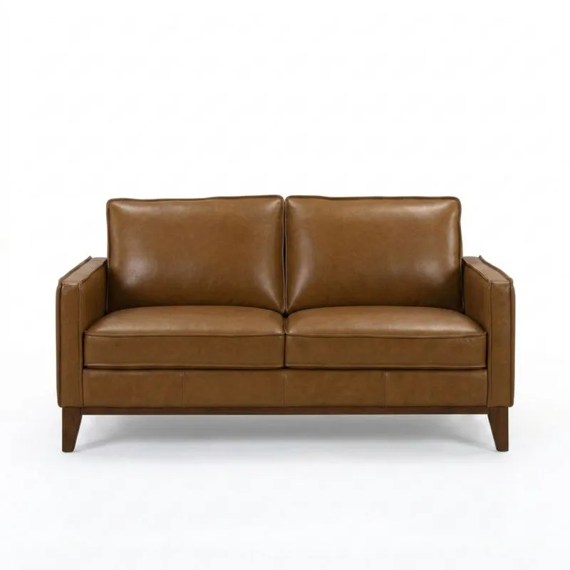 Zweisitzer-Sofa aus Leder, Braun