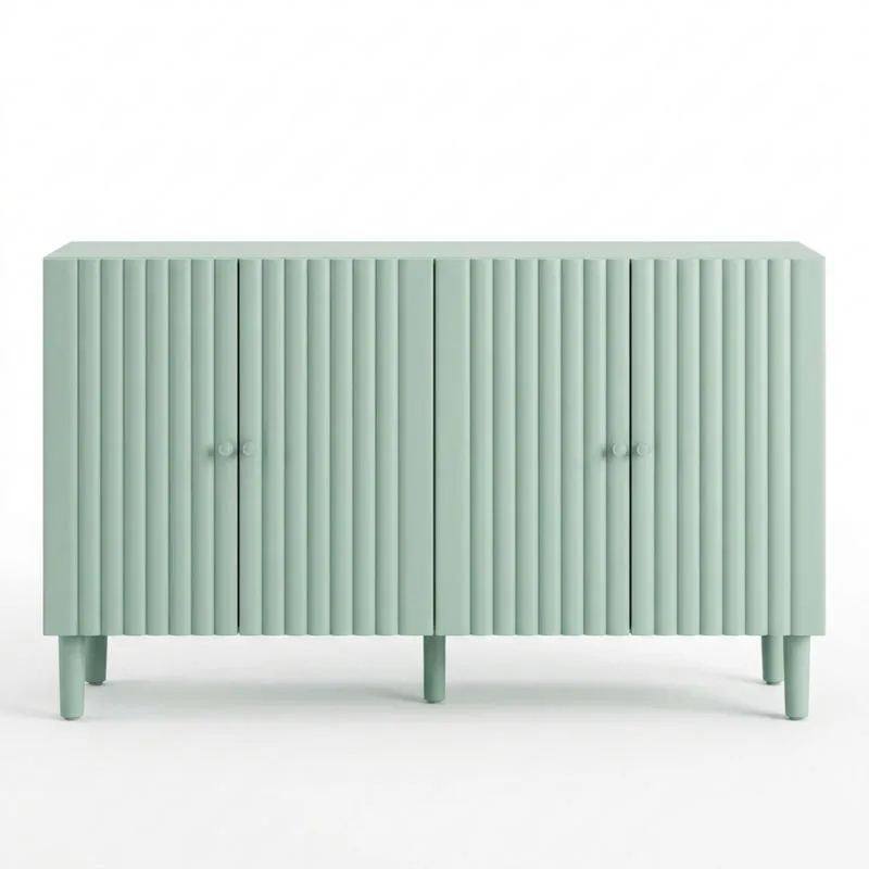 Salbeigrünes Sideboard aus Massivholz mit vier Türen