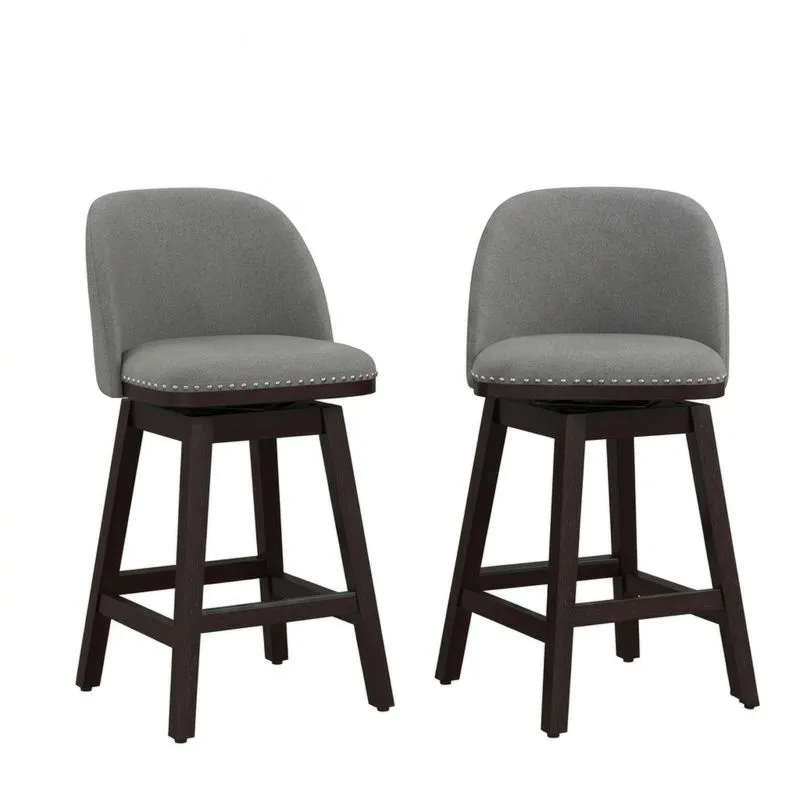 2er-Set Barhocker mit Massivholzgestell und gepolsterten Sitzen