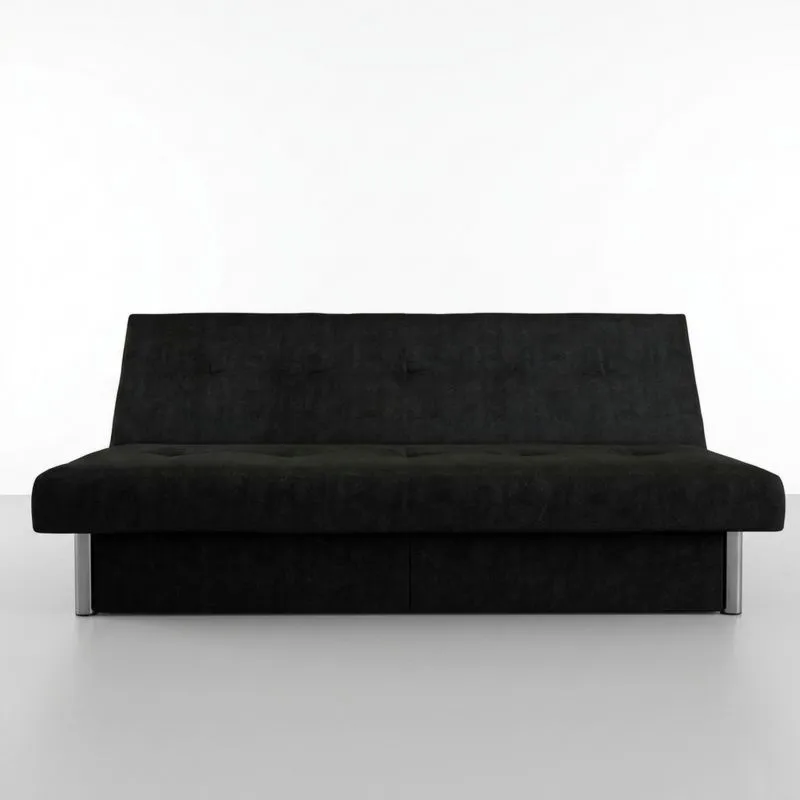 Schlafsofa Mikrofaser Schwarz