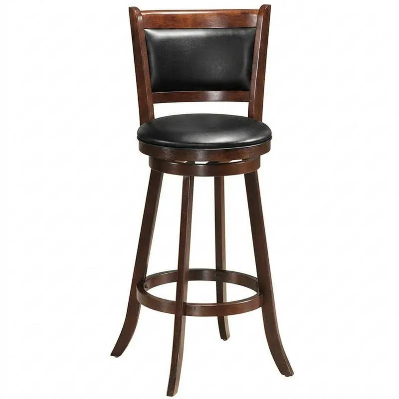 Barhocker aus Eiche und Kunstleder, schwarz