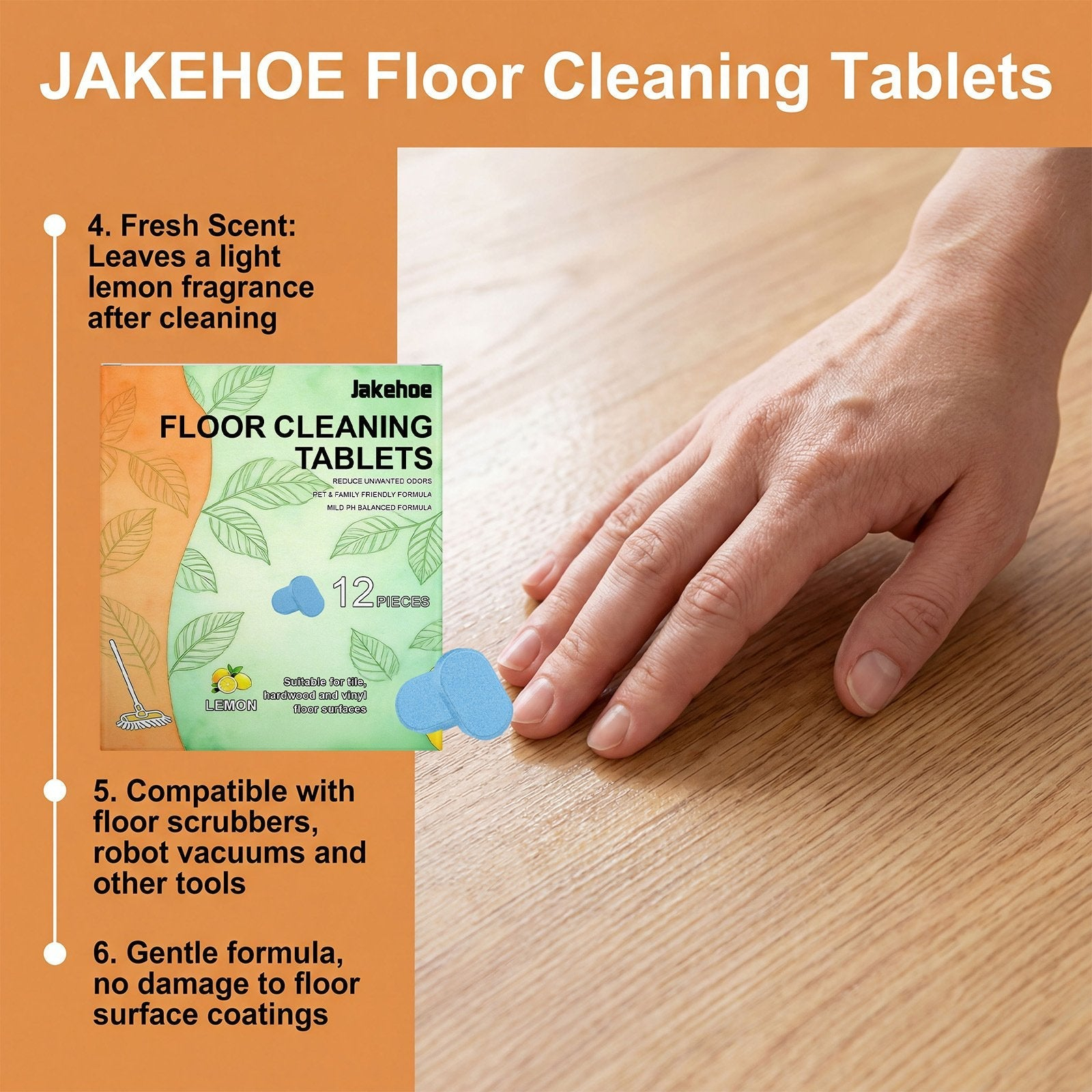 🎁Floor Cleaning Tablets - Safe for Wood Tile Marble Quick Dry No Residue