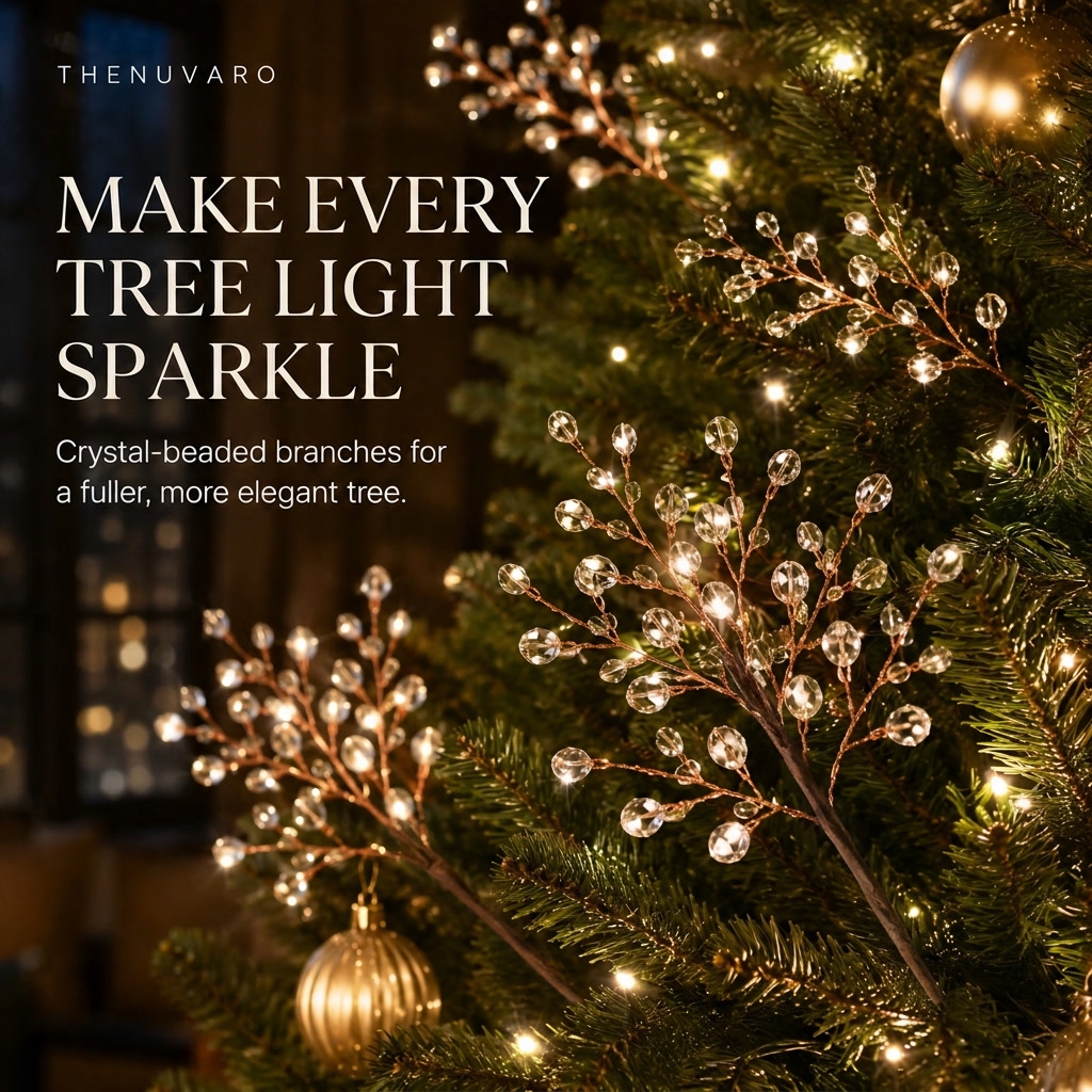 ✨ Crystal Beaded Christmas Tree Branch Picks – Instant Sparkle & Fuller Holiday Décor