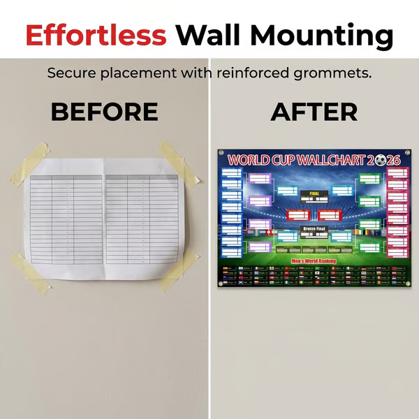 🗓️⚽ World Cup Wall Chart 2026 Poster Set – Don't Miss a Match! - Marker Pen & Mounting Strips Included 🎁