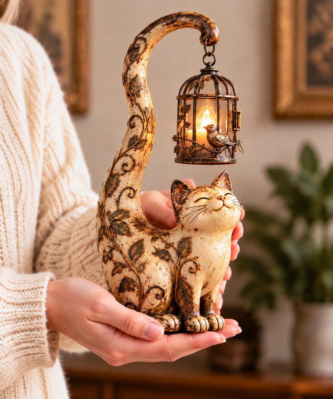 Little Guardian Cat Lantern held in hands