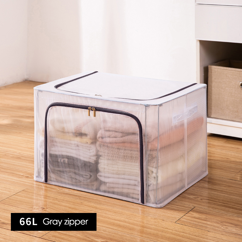 Transparent Dust-proof Thickened Foldable Storage Box Large Capacity Clothes Storage Bag with Handles and Sturdy Zipper