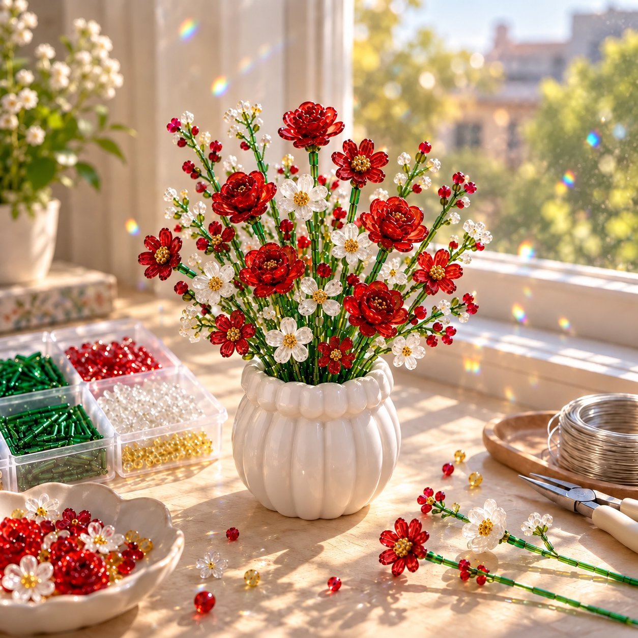 🧘Relaxing & Beginner-Friendly-Beaded Wildflower Bouquet Kit DIY🌷