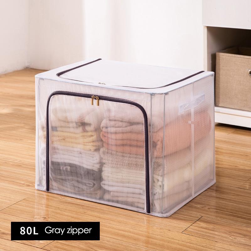 Transparent Dust-proof Thickened Foldable Storage Box Large Capacity Clothes Storage Bag with Handles and Sturdy Zipper
