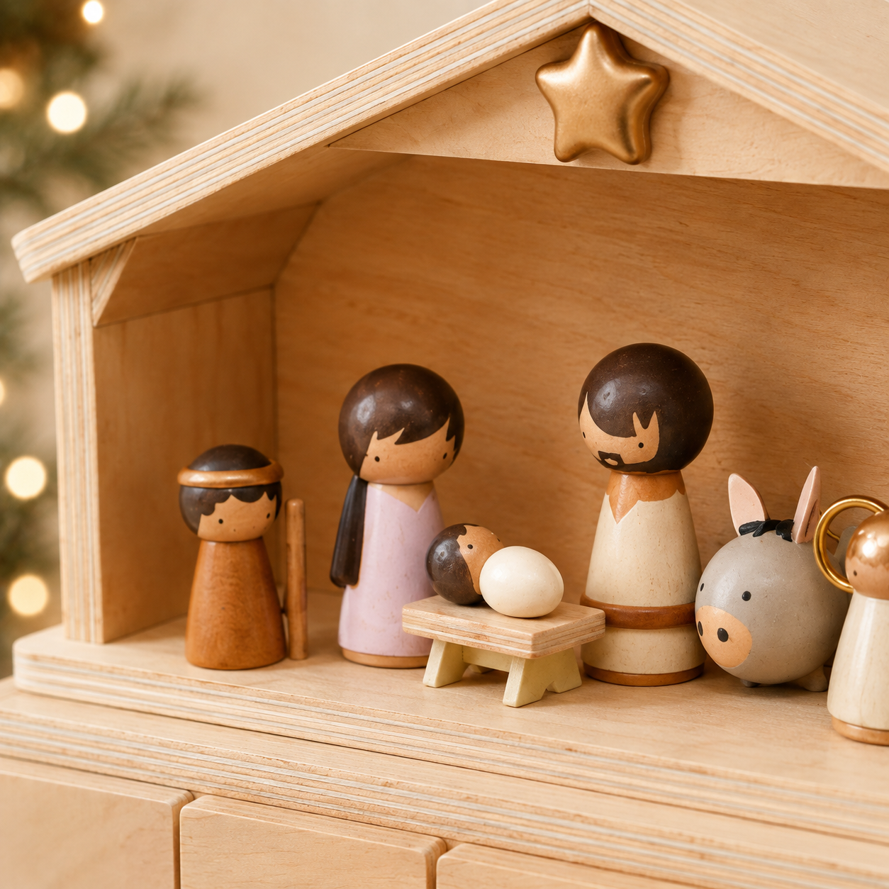 🔥100% Hand-Carved from Solid Wood – 24-Day Christmas Countdown with Nativity Figures