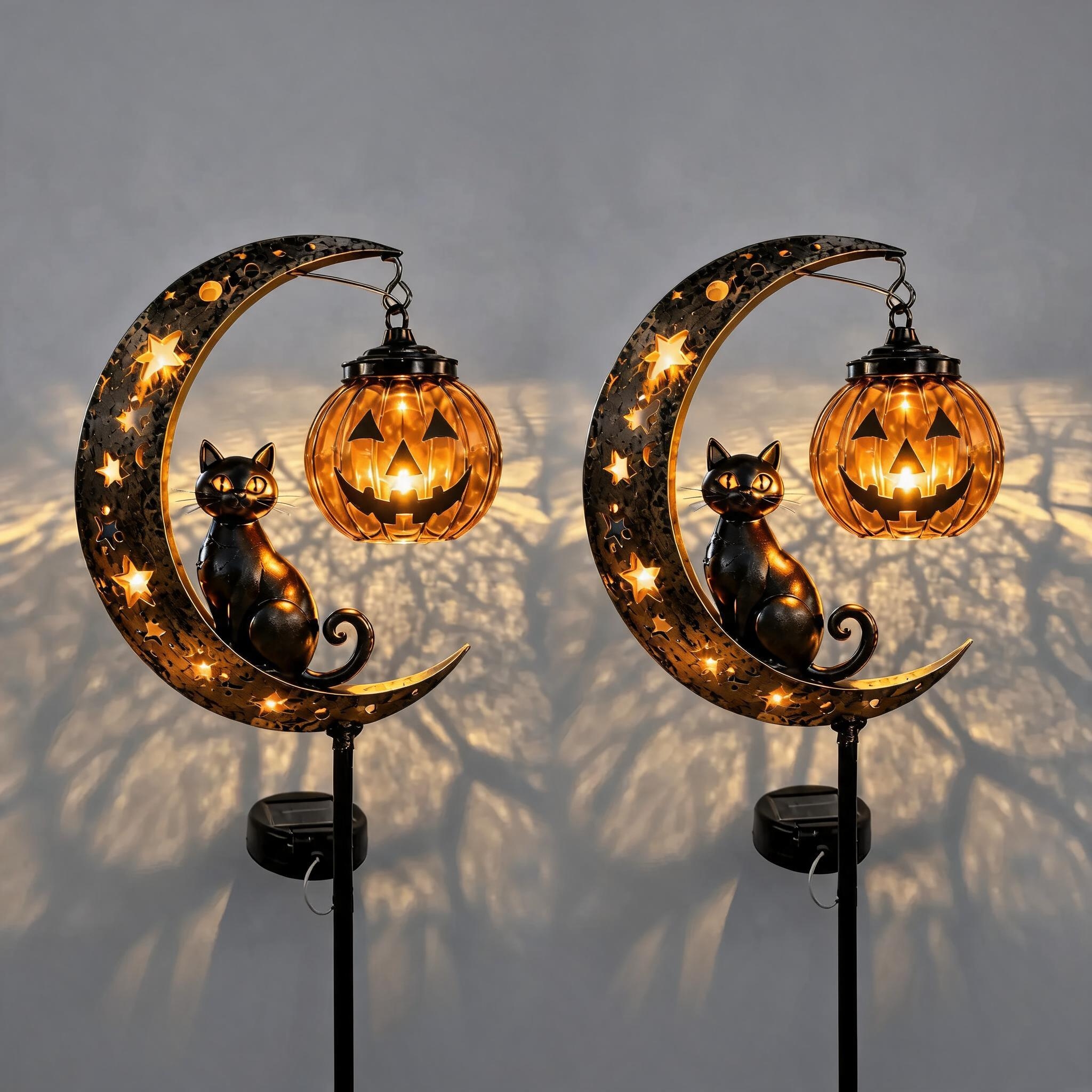 🔥 55% OFF TODAY 👻 Solar Halloween Garden Stake Light with Black Cat & Pumpkin