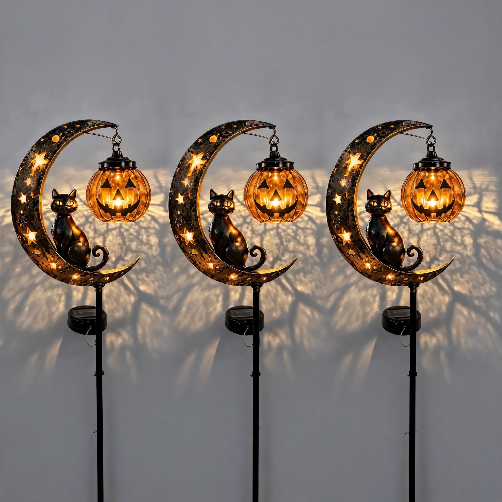 🔥 55% OFF TODAY 👻 Solar Halloween Garden Stake Light with Black Cat & Pumpkin