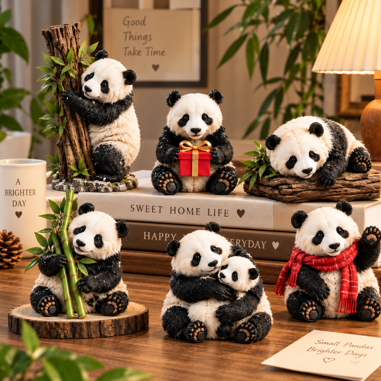 Panda figure holding bamboo