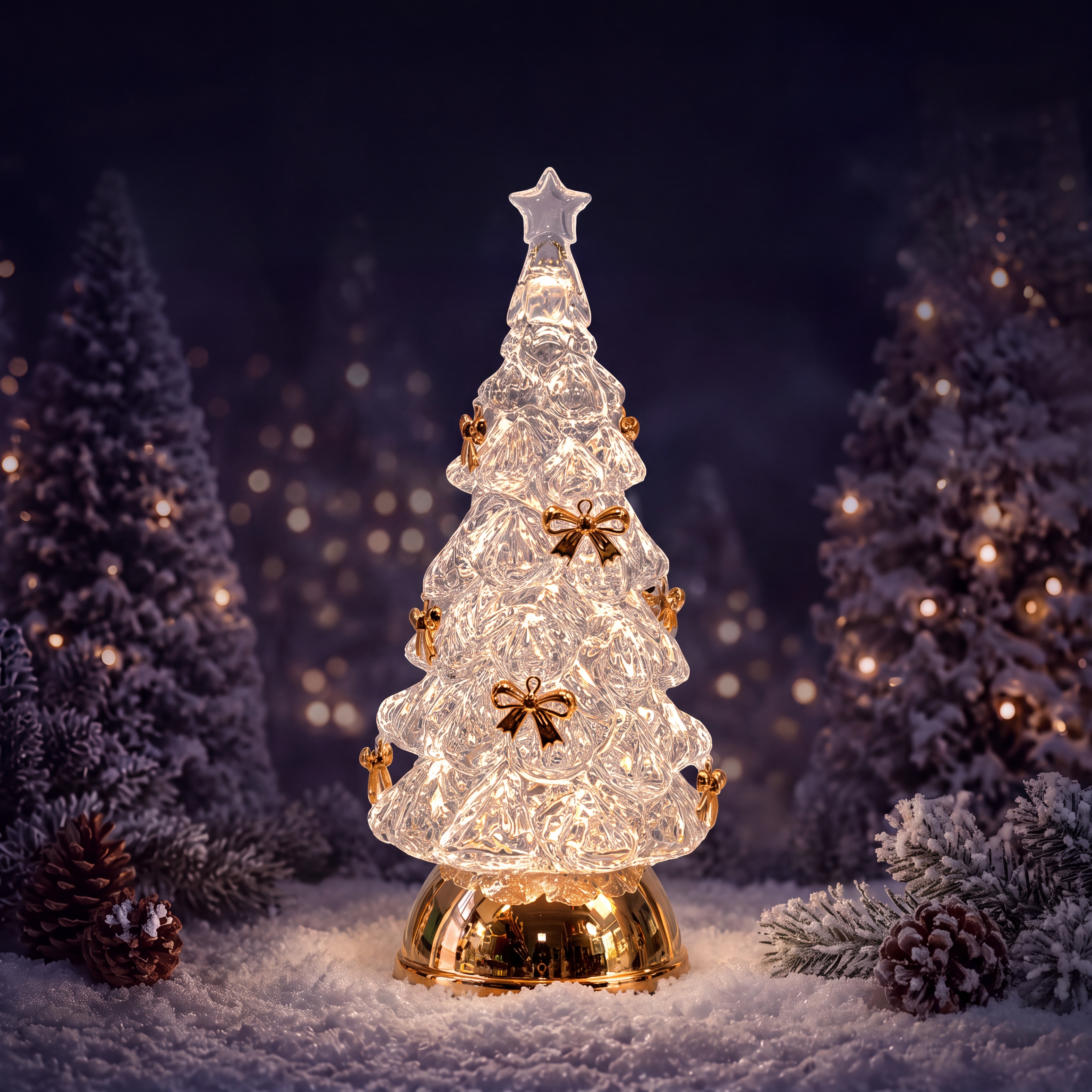 Bow-topped sparkling Christmas tree decoration