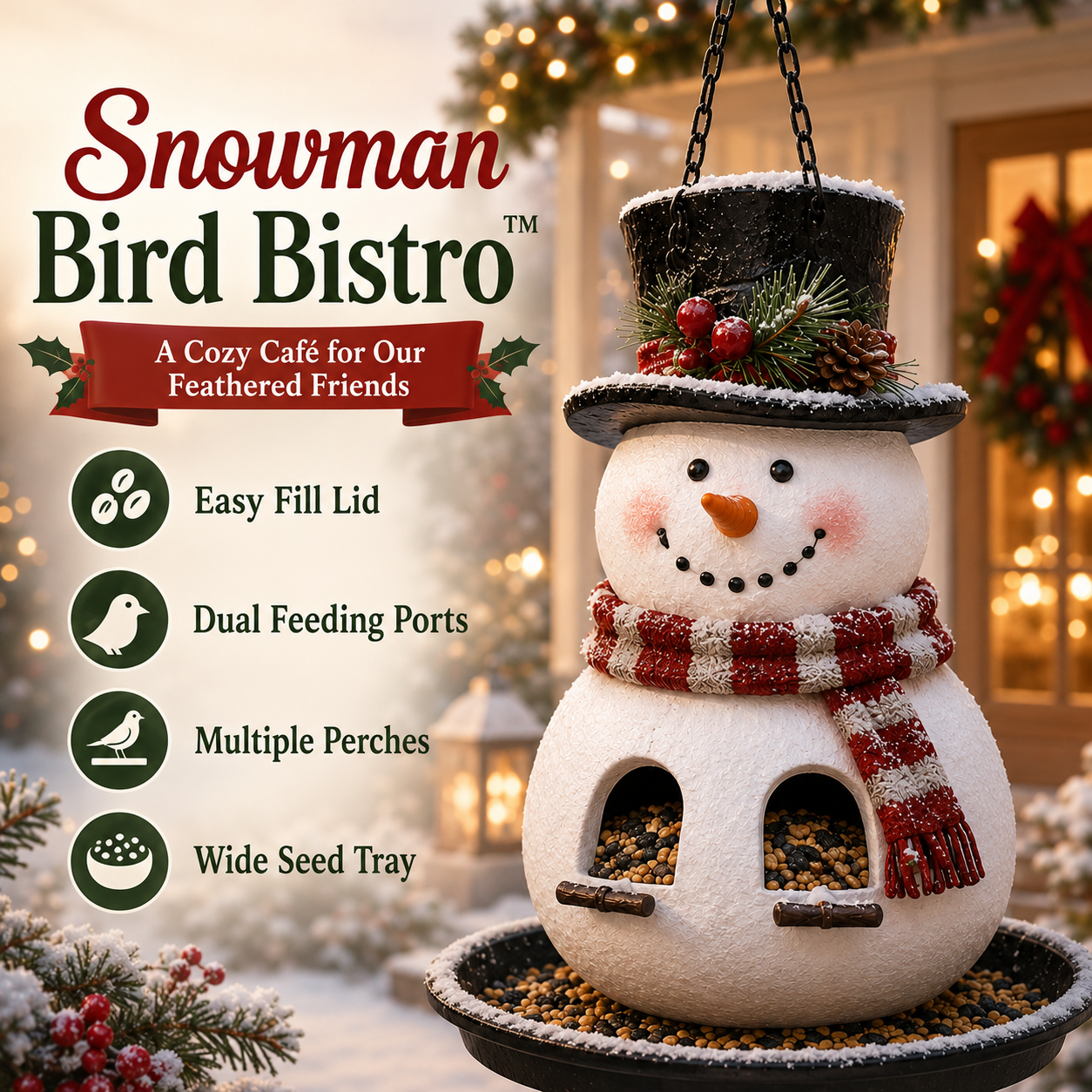 🎄 Christmas Bird Feeder  – Festive Hanging Garden Feeders for Wild Birds