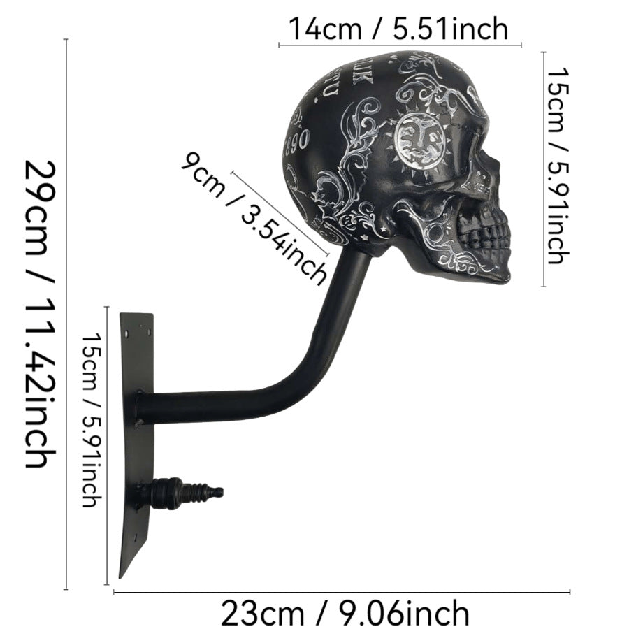 Skull Motorcycle Helmet Holder – Punk Skull Wall Mount Rack for Helmets, Jackets & Garage Decor
