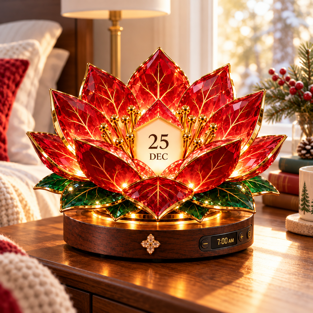 Christmas Poinsettia red flower perpetual calendar