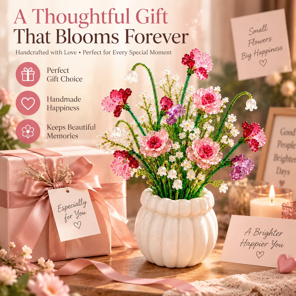 🧘Relaxing & Beginner-Friendly-Beaded Wildflower Bouquet Kit DIY🌷