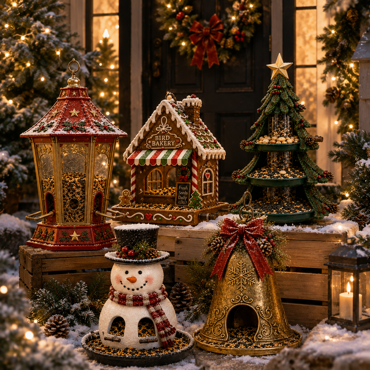 🎄 Christmas Bird Feeder  – Festive Hanging Garden Feeders for Wild Birds