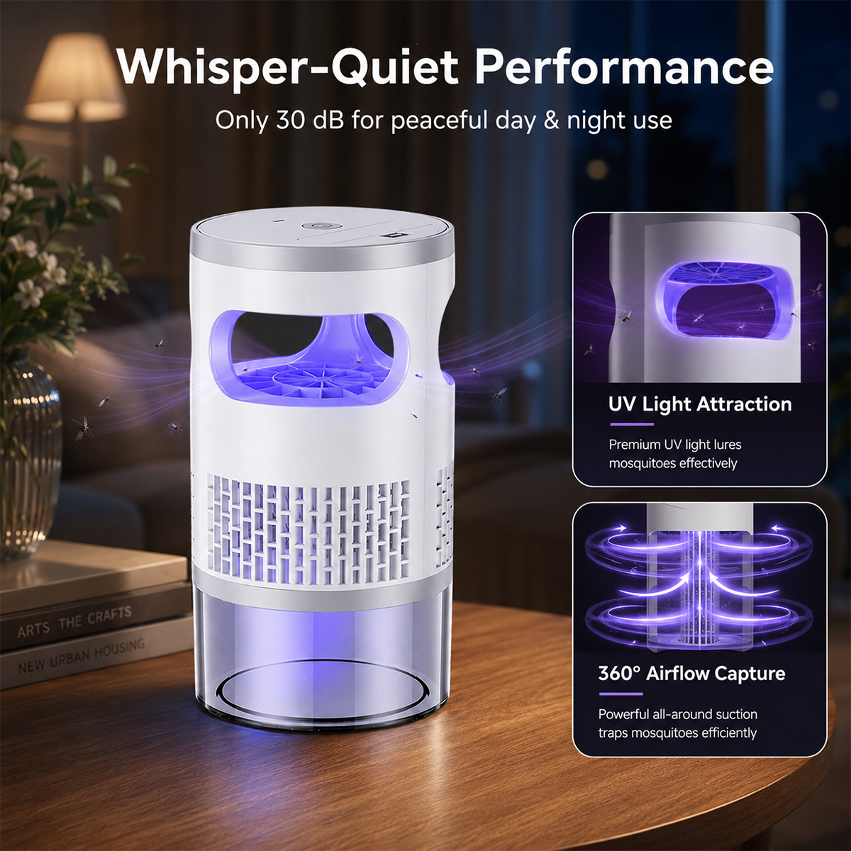 Indoor Fruit Fly & Gnat Trap – Quiet Suction Bug Catcher