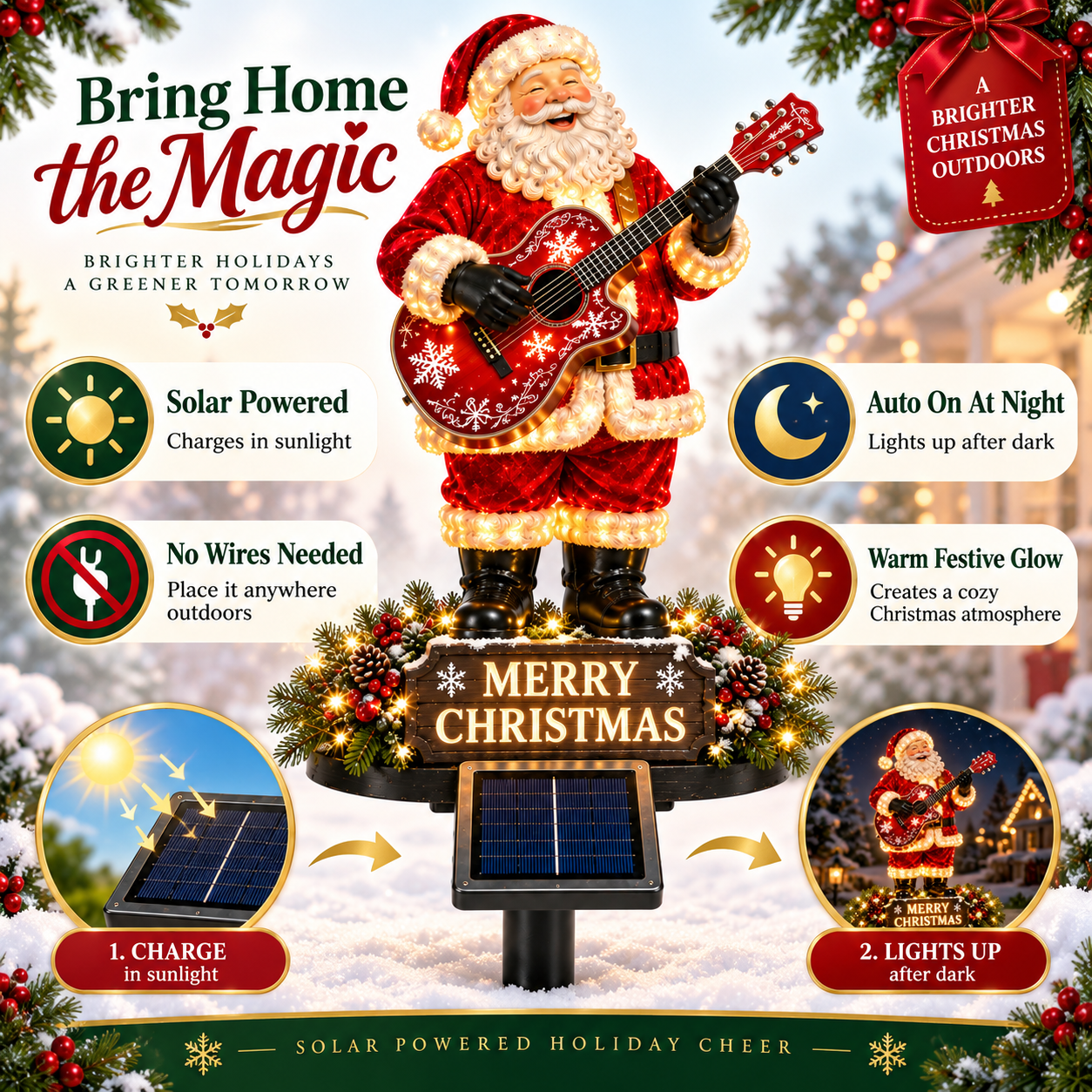 Guitar Santa solar powered features