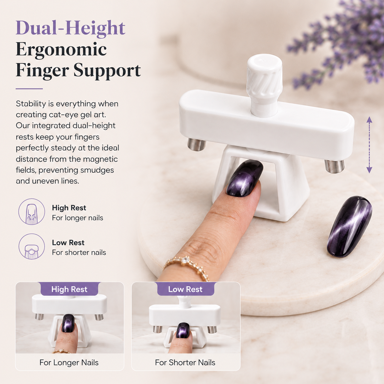 Dual-height ergonomic finger support