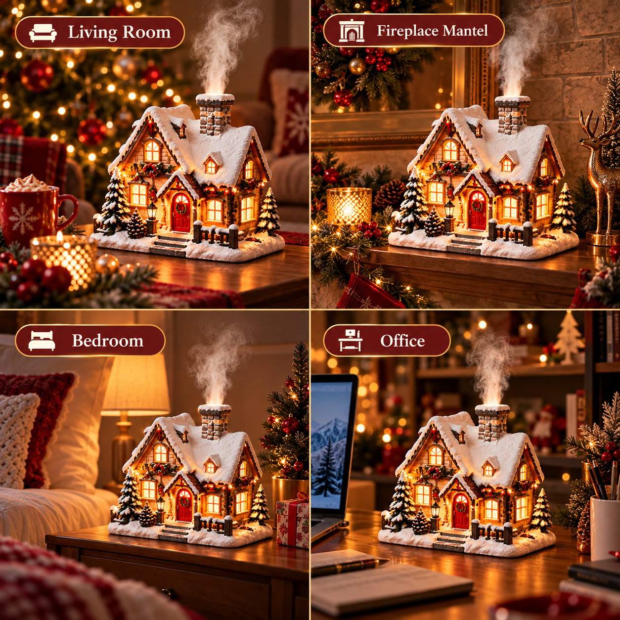 🎄 44% OFF — A Cozy Christmas Cottage Humidifier with Glowing Lights & Gentle Mist ✨🏡