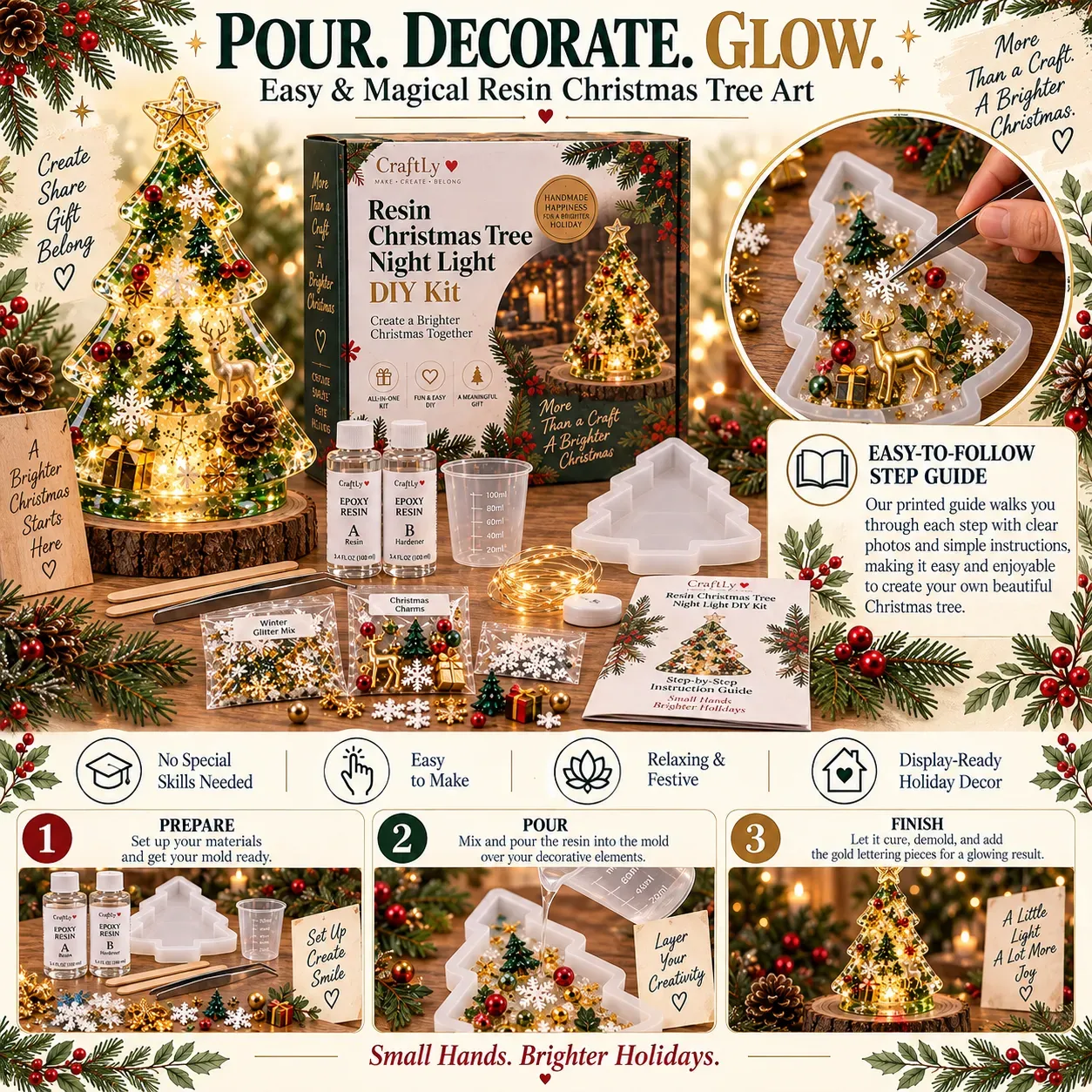 🎄 DIY Christmas Tree Night Light Kit — 💕 Step-by-Step Guide Included