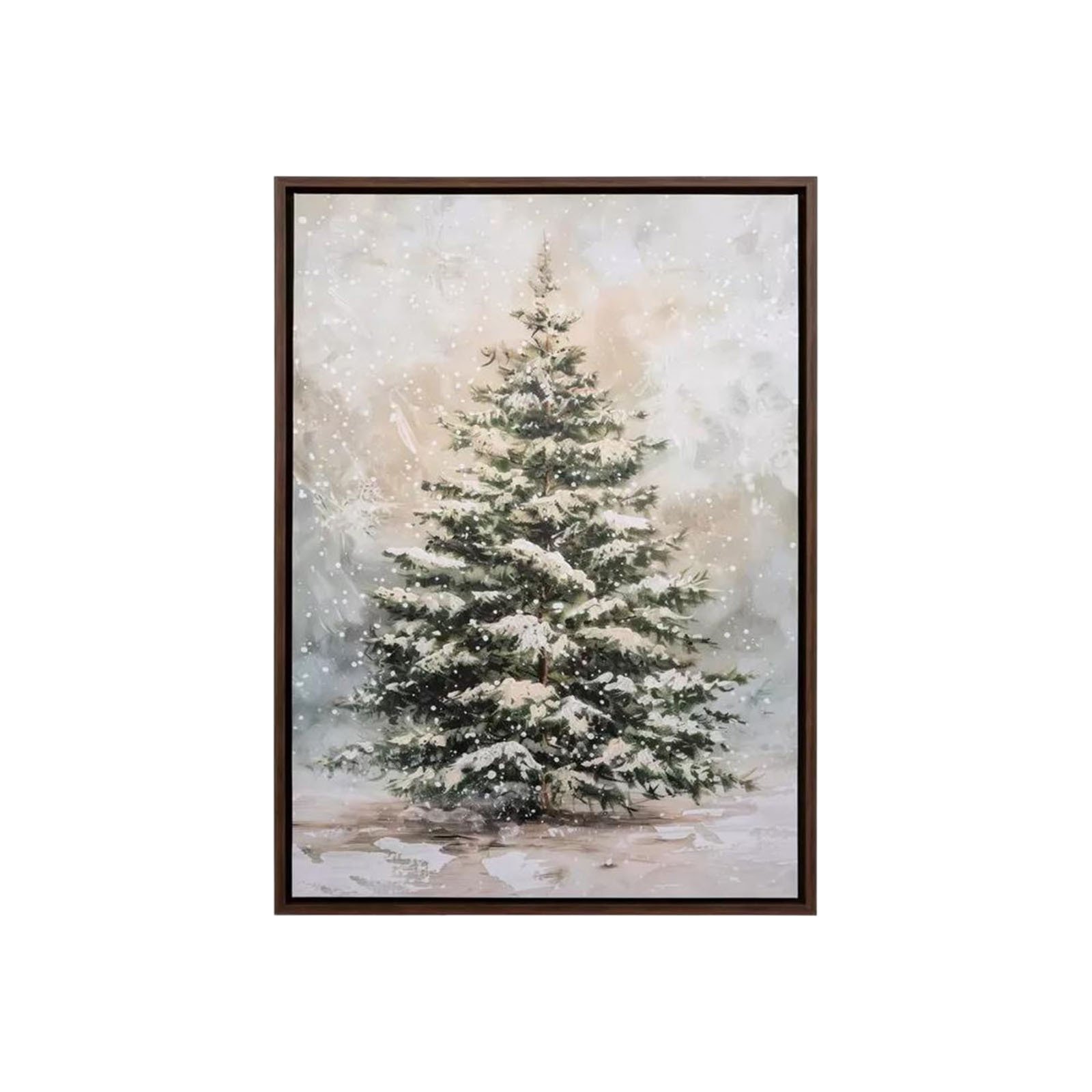 🎄✨Lighted Christmas Tree Wall Art – LED Snowy Tree Canvas Print with Wood Frame, Holiday Wall Decor,15.7in × 11.8in