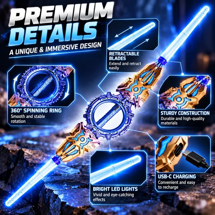 VortexSpinTM 360° Retractable Saber