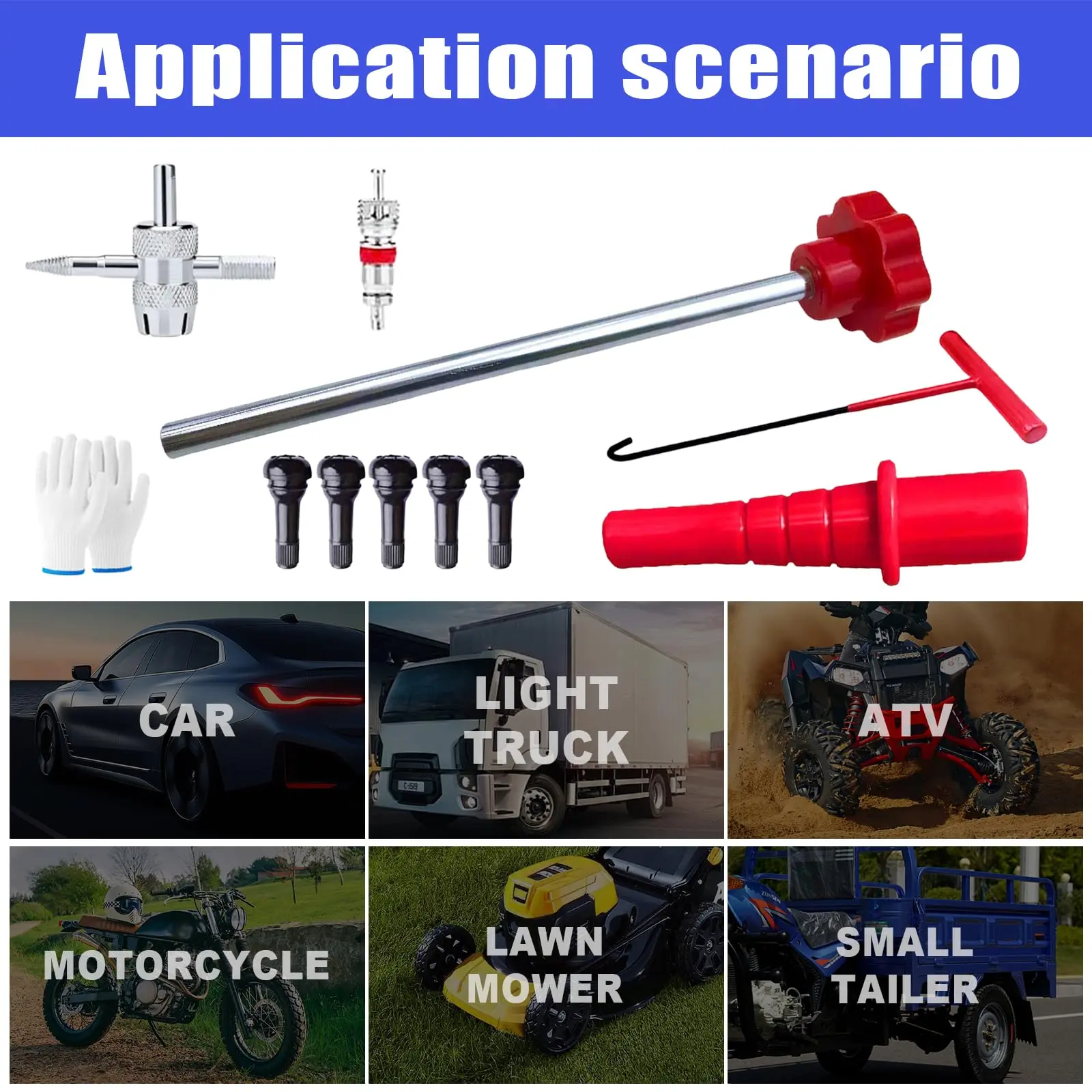 GJANSH 14-Piece Set Quick Change Tire Valve Tool Kit.Tire Valve Stem Core Quickly Replacement Tool Kit.Perfect Tool for Replacing Leaky Valves in Cars.ATVs.Trucks.Motorcycles. etc.with 5 TR413 Valve.4-Way Valve Tool.TikTokShopBlackFriday fathersdaygift