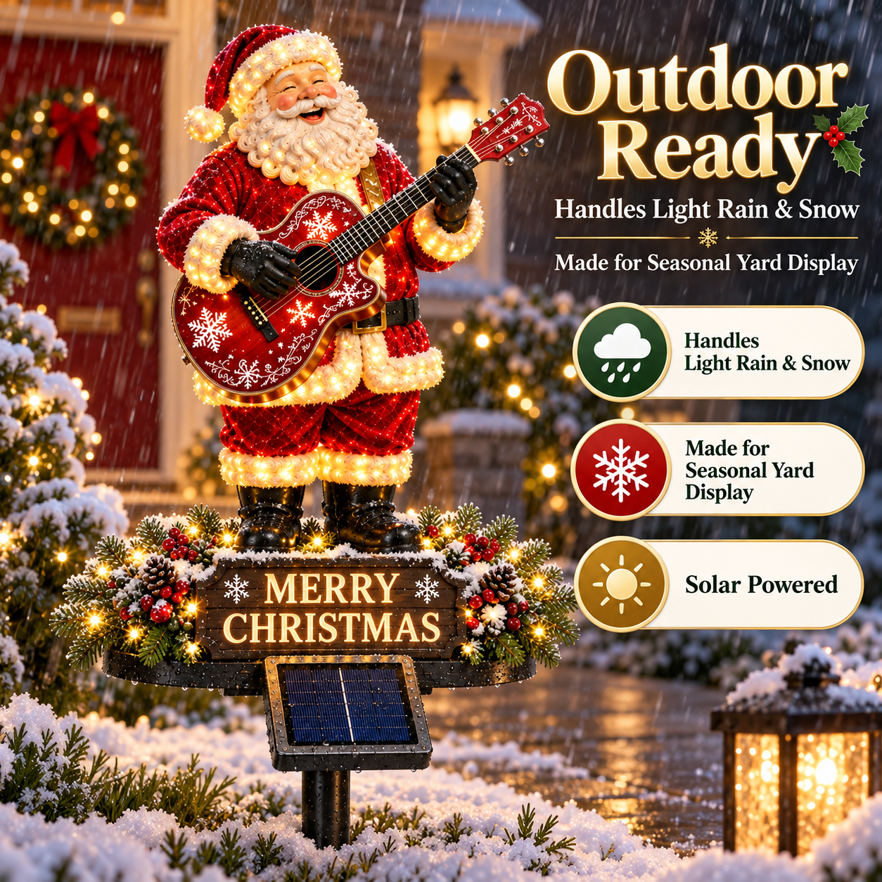 Guitar Santa outdoor weather scene