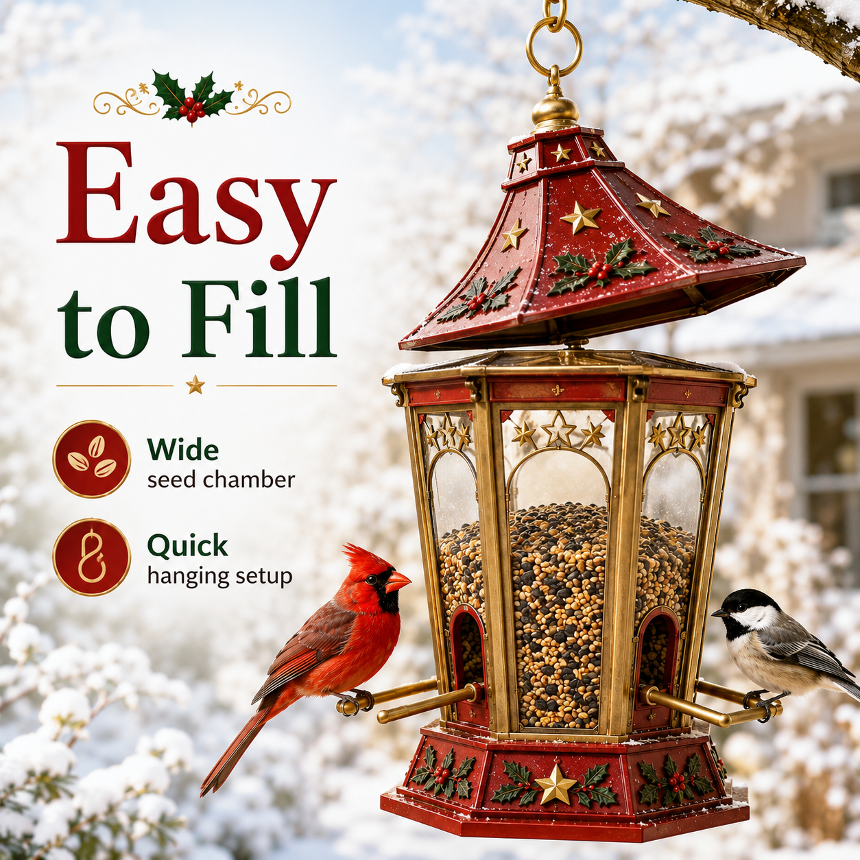 🎄 Christmas Bird Feeder  – Festive Hanging Garden Feeders for Wild Birds