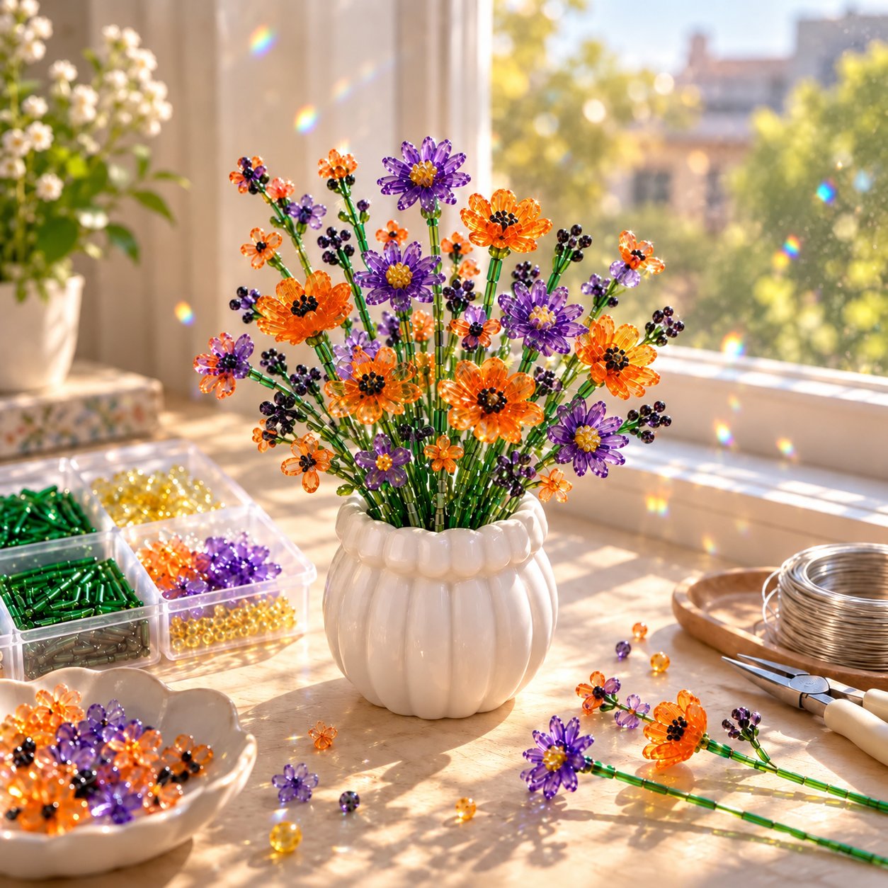 🧘Relaxing & Beginner-Friendly-Beaded Wildflower Bouquet Kit DIY🌷