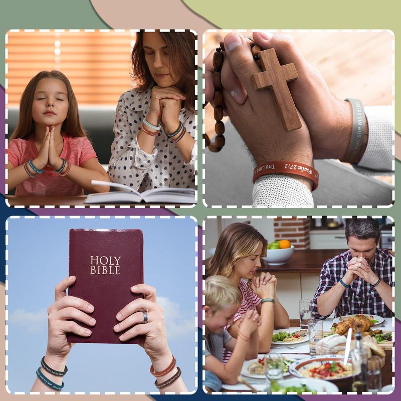 Family wearing Christian faith bracelets