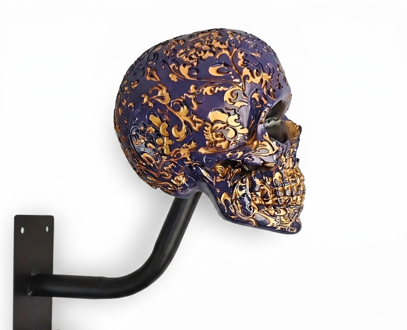 Skull Motorcycle Helmet Holder – Punk Skull Wall Mount Rack for Helmets, Jackets & Garage Decor