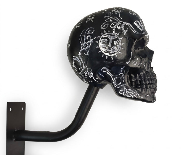 Skull Motorcycle Helmet Holder – Punk Skull Wall Mount Rack for Helmets, Jackets & Garage Decor