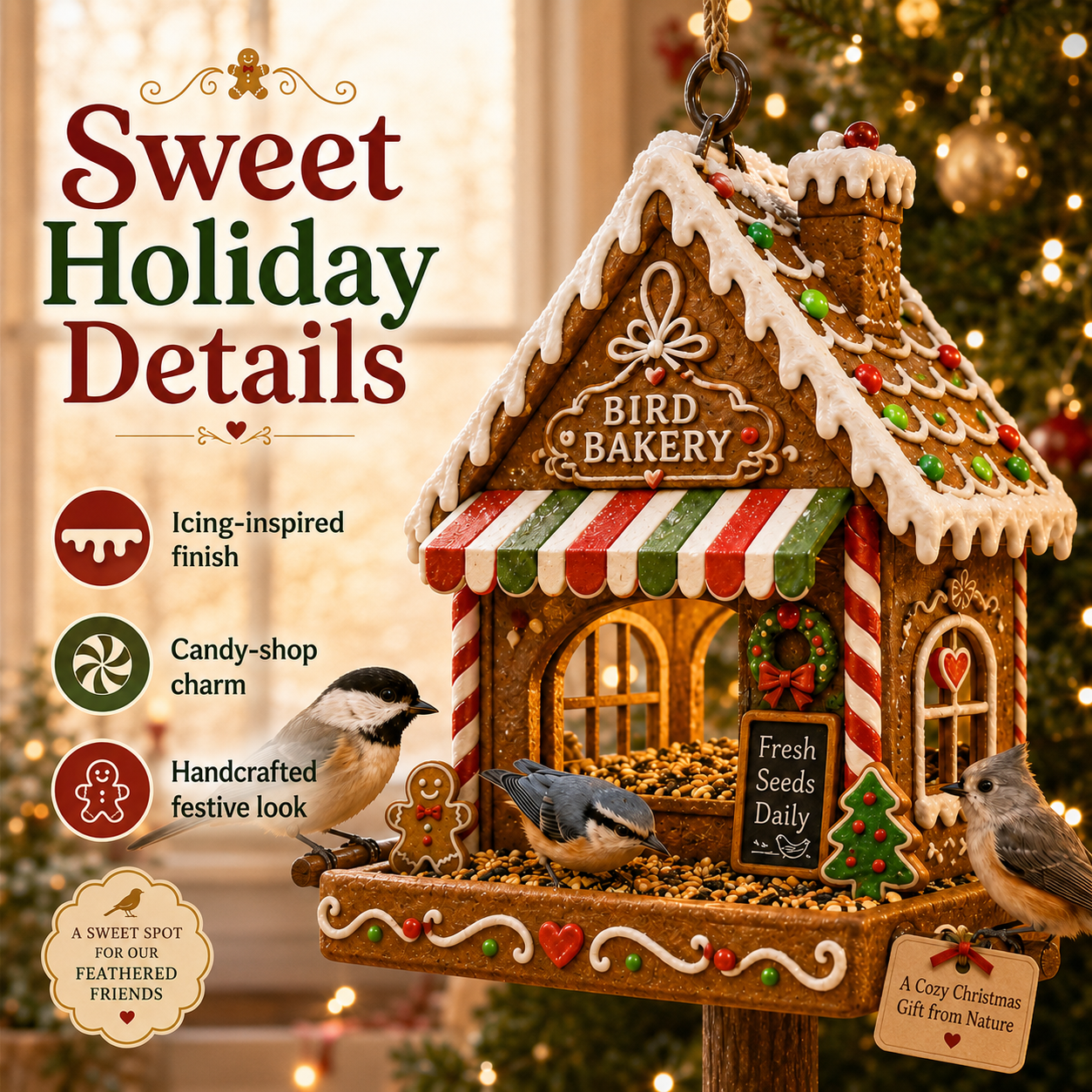 🎄 Christmas Bird Feeder  – Festive Hanging Garden Feeders for Wild Birds