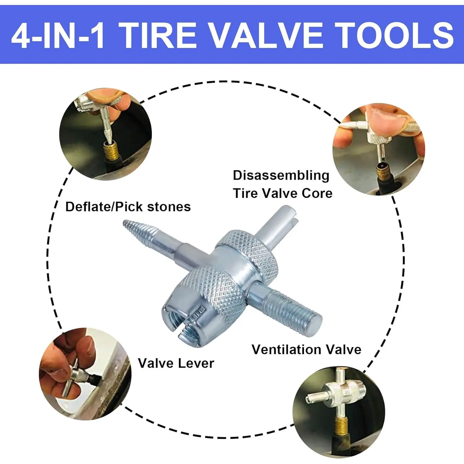 GJANSH 14-Piece Set Quick Change Tire Valve Tool Kit.Tire Valve Stem Core Quickly Replacement Tool Kit.Perfect Tool for Replacing Leaky Valves in Cars.ATVs.Trucks.Motorcycles. etc.with 5 TR413 Valve.4-Way Valve Tool.TikTokShopBlackFriday fathersdaygift